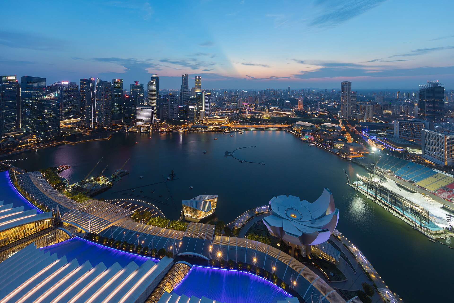 Singapore skyline near a technology district